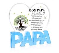 Cadeau Papa, Cadeau Noel Papa, Plaque Acrylique Cœur 10 cm | Cadeau Pour Papa et idee cadeau papa, message d'amour à offrir à Noël, anniversaire ou Fête des Pères, prêt à exposer