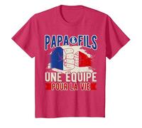 Cadeau Papa & Fils Une Équipe pour La Vie T-Shirt, Enfant, Rouge Chiné, 12 Ans