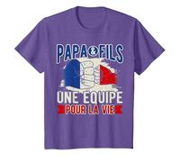 Cadeau Papa & Fils Une Équipe pour La Vie T-Shirt, Enfant, Violet Chiné, 6 Ans
