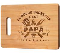 Cadeau Papa Noel, Planche À Découper En Bambou Personnalisée 'Le Roi Du Barbecue C'est Papa' - Cadeau Homme,Cadeau Ideal Pour Noël, Anniversaire ou La Fête Des Pères