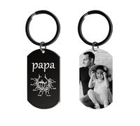 Cadeau Papa Porte-Clés Fete des Peres Personnalisés Photo, Idee Cadeaux Fête des Pères Original Porte Clef Personnalisable Nom Gravure Avec Motif Poing, Cadeaux Anniversaire Papa, Homme