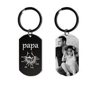 Cadeau Papa Porte-Clés Fete des Peres Personnalisés Photo, Idee Cadeaux Fête des Pères Original Porte Clef Personnalisable Nom Gravure Avec Motif Poing, Cadeaux Anniversaire Papa, Homme