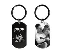 Cadeau Papa Porte-Clés Fete des Peres Personnalisés Photo, Idee Cadeaux Fête des Pères Original Porte Clef Personnalisable Nom Gravure Avec Motif Poing, Cadeaux Anniversaire Papa, Homme