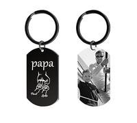 Cadeau Papa Porte-Clés Fete des Peres Personnalisés Photo, Idee Cadeaux Fête des Pères Original Porte Clef Personnalisable Nom Gravure Avec Motif Poing, Cadeaux Anniversaire Papa, Homme