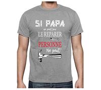 Cadeau Papa Tee Shirt Homme Humour Fete des Peres Anniversaire Bricoleur Tshirt Large Gris Chiné