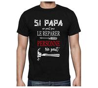 Cadeau Papa Tee Shirt Homme Humour Fete des Peres Anniversaire Bricoleur Tshirt Large Noir