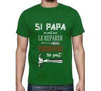 Cadeau Papa Tee Shirt Homme Humour Fete des Peres Anniversaire Bricoleur TshirtLarge Vert