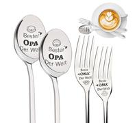 Cadeau Papi et Mamie - Lot de 2 cuillères à café avec gravure pour grand-mère et grand-père,Cuillère à Café,cadeaux pour grand-mère et grand-père,Best OPA Der Welt et Best OMA Der Welt