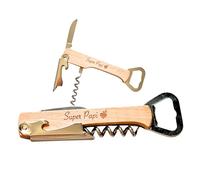 Cadeau Papi/Papy - Limonadier 3 en 1 en Bois “Super Papi” - Décapsuleur & Tire-Bouchon - Idée Cadeau Grand-Père, Anniversaire, Noël, Fête des Grands-Pères