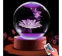 Cadeau Papillon pour Femme - Lampe Boule de Cristal 3D avec Télécommande, Veilleuse, Décoration pour Anniversaire, Noël, Fête des Mères