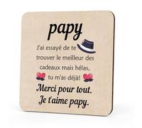 Cadeau Papy Dessous De Verre Bois Cadeau Fete des Peres Original Fete des Grand Pere Cadeaux Fête des Papy Utile Cadeaux Anniversaire Retraite Noel pour Grands-Parents Bonne Fête Papi Homme