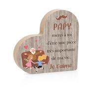 Cadeau Papy Noel Cadeaux Noel Papi Cadeau Grand Pere, Décoration Planche en Bois en Forme de Coeur Balancier, Cadeaux Anniversaire Fete des Peres Fêtes des Grands Pères Fête des Grands-pères