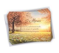 Cadeau Parfait Lot de 50 Cartes de remerciements décès condoléances + 50 Enveloppes autocollantes • Visuel Arbre • Format 10x15 cm