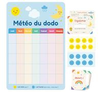 Cadeau Parfait Météo du Dodo - Calendrier Pipi au lit Enfant - Tableau Suivi propreté Nuit avec Autocollants - Outil de Motivation 3-7 Ans