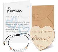 Cadeau Parrain Demande, Carte de Demande en Bois, Veux-tu Être mon Parrain, Carte de Définition et Enveloppe, Bracelet avec Lettres, Idées Cadeaux