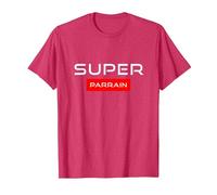 Cadeau Parrain Original Super Parrain Humour Anniversaire T-Shirt, Homme, Rouge Chiné, 3XL