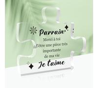 Cadeau Parrain, Parrain Cadeau Original, Cadeau pour Parrain, Cadeau Parrain Marraine Demande, Cadeau Parrain Noel, Acrylique Bloc Puzzle Noël Idee Cadeau Parrain Anniversaire Cadeau Fete des Peres