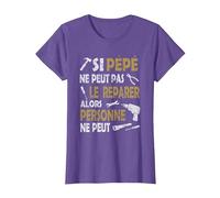 Cadeau Pépé Si Pépé ne Peut Pas Le Réparer Personne ne Peut T-Shirt, Femme, Violet Chiné, 3XL
