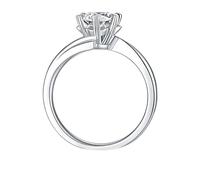 Cadeau Personnalisable Bague Moissanite avec Certificat Femme Argent Or Blanc 9 Carats Griffes Rondes avec 1 CT de Moissanite Taille Tante pour Mesdames Anniversaire Bijoux