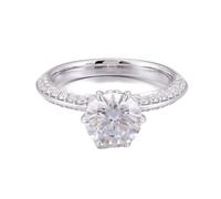 Cadeau Personnalise Anneau Mariage Or Blanc 9K Moissanite Classique 6 Griffes Taille Mesdames pour Sœur Noël Bijoux