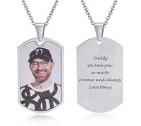 Cadeau personnalisé avec texte de photo - Gravure personnalisée - Message de chien - Collier pour femme et homme - Famille - Amis, souvenirs personnalisés - Cadeau, Métal résine