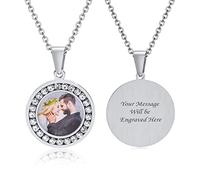 Cadeau personnalisé avec texte de photo - Gravure personnalisée - Message de chien - Collier pour femme et homme - Famille - Amis, souvenir personnalisé - Cadeau, Métal résine, Zircone 3 A.