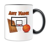 Cadeau personnalisé - basket-ball Mug (Sport Motif Thème, Options de couleur) - n'importe quel nom/message sur votre Unique Mug - Panneau NBA Slam Dunk, Céramique, noir