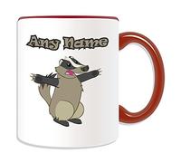Cadeau personnalisé - Blaireau Tasse (Design Animal Thème, Couleur) - N'importe Quel Nom/Message sur votre unique, Céramique, rouge