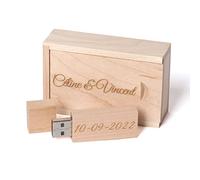 Cadeau Personnalisé Clé USB 2.0 Gravée Personnalisée, Clé USB en Bois Gravée Cadeau Personnalisé pour Mariage, Anniversaire, Remise des Diplômes, Anniversaire