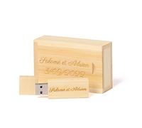 Cadeau Personnalisé Clé USB 2.0 Gravée Personnalisée, Clé USB en Bois Gravée Cadeau Personnalisé pour Mariage, Anniversaire, Remise des Diplômes, Anniversaire