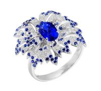 Cadeau Personnalisé Femme Bague en Argent Femme Taille 59 Or Blanc 18 Carats Saphir Créé en Laboratoire Fleur avec Saphir Rose et Diamant de 1,50 CT Moderne pour Mesdames Anniversaire Bijoux