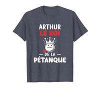 Cadeau Personnalisé Homme Prénom Arthur Pétanque Humour T-Shirt, Homme, Bleu Chiné, 4XL