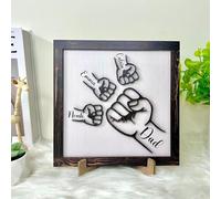 Cadeau personnalisé pour la fête des pères, un poing de papa avec enfants, plaque en bois, décoration de bureau, cadeau personnalisé pour papa, grand-père, cadeau d'anniversaire de la part des