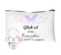 Cadeau personnalisé pour meilleure amie, 23 × 15 × 5 cm, cadeau pour petite amie, idée de cadeau, trousse de maquillage personnalisée avec porte-clés pour anniversaire