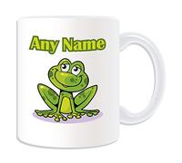 Cadeau personnalisé - souriant Grenouille/crapaud Tasse (Design Animal Thème, blanc) - N'importe Quel Nom/Message sur votre mug unique