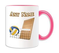 Cadeau personnalisé - Tasse de volley-ball (Thème Design Sport, Couleur) - N'importe Quel Nom/Message sur votre mug unique - Boule du, Céramique, rose