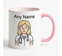Cadeau personnalisé - Tasse d'infirmière rose (design professionnel) avec nom unique - PC SGT Insp CID DS Detective Constable Sergent Chapeau Chapeau Casque