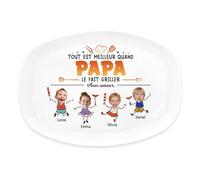 Cadeau Plus Assiette Personnalisé - Le Coin Barbecue De Papa Papy - Assiettes Anniversaire, Accessoire Barbecue, Cadeau Fete Des Peres Personnalisé, cadeau fête des pères (Modèle #3)
