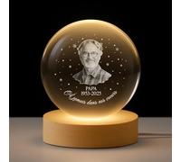 Cadeau Plus Boule De Cristal Personnalisée Commémorative avec Photo - Papa Maman dans Nos Coeurs - Boule a Neige Personnalisable, Boule Photo personnalisée, Boule Lumineuse LED (Modèle #1)