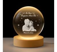 Cadeau Plus Boule De Cristal Personnalisée Commémorative avec Photo - Papa Maman dans Nos Coeurs - Boule a Neige Personnalisable, Boule Photo personnalisée, Boule Lumineuse LED (Modèle #7)