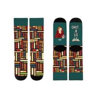 Cadeau Plus Chaussettes Personnalisées - Chaussettes Chut Je Lis - Chaussette femme drole, chaussettes fun, Cadeau Noel Personnalisé pour Amie, chaussette personnalisable (Modèle #1)