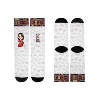 Cadeau Plus Chaussettes Personnalisées - Chut... Je Lis - Chaussette femme drole, chaussettes fun, chaussette personnalisable, cadeau femme personnalise (Modèle #8)