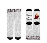 Cadeau Plus Chaussettes Personnalisées - Chut Je Lis Mes Livres - Chaussette femme drole, chaussettes fun, chaussette personnalisable, cadeau femme personnalise (Modèle #7 - Femme)
