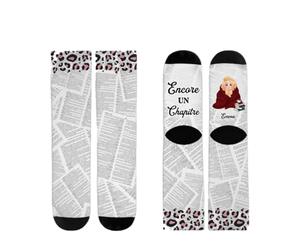 Cadeau Plus Chaussettes Personnalisées - Chut Je Lis Mes Livres - Chaussette femme drole, chaussettes fun, chaussette personnalisable, cadeau femme personnalise (Modèle #7 - Femme)