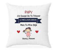 Cadeau Plus Coussin Personnalisé Prénom - J'Ai Essayé De Te Trouver Le Cadeau - Coussin Personnalisable, Housse De Coussin Personnalisé, Cadeau Papy Personnalisé, Cadeau Grand Pere Personnalisé