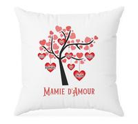 Cadeau Plus Coussin Personnalisé Prénom - Mamie d'amour - Cadeau pour Mamie, Cadeau Fete des Grand Mere