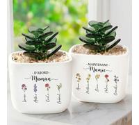 Cadeau Plus Fleur Eternelle en Verre avec Pot Personnalisé - d'abord Maman Maintenant Mamie - Pot De Fleur Mamie, Fleur Eternelle Cadeau, Cadeau Fete des Meres, Vases Maman (Modèle #1-Cactus)