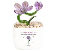 Cadeau Plus Fleur Eternelle en Verre avec Pot Personnalisé - Maman Mamie Merci De M'aider À Grandir - Pot De Fleur Mamie, Fleur Eternelle Cadeau, Cadeau Fete des Meres, Vases Maman (1 Enfant)