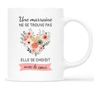 Cadeau Plus Mug Cadeau Original - Une marraine ne se trouve pas elle se choisit avec le cœur - Tasse marraine, annonce grossesse marraines, cadeau bapteme