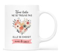 Cadeau Plus Mug Cadeau Tata - Une tata ne se trouve pas elle se choisit avec le cœur - Cadeaux pour tata, tata d'amour, tasse tante, tasse super tata, cadeau tante anniversaire